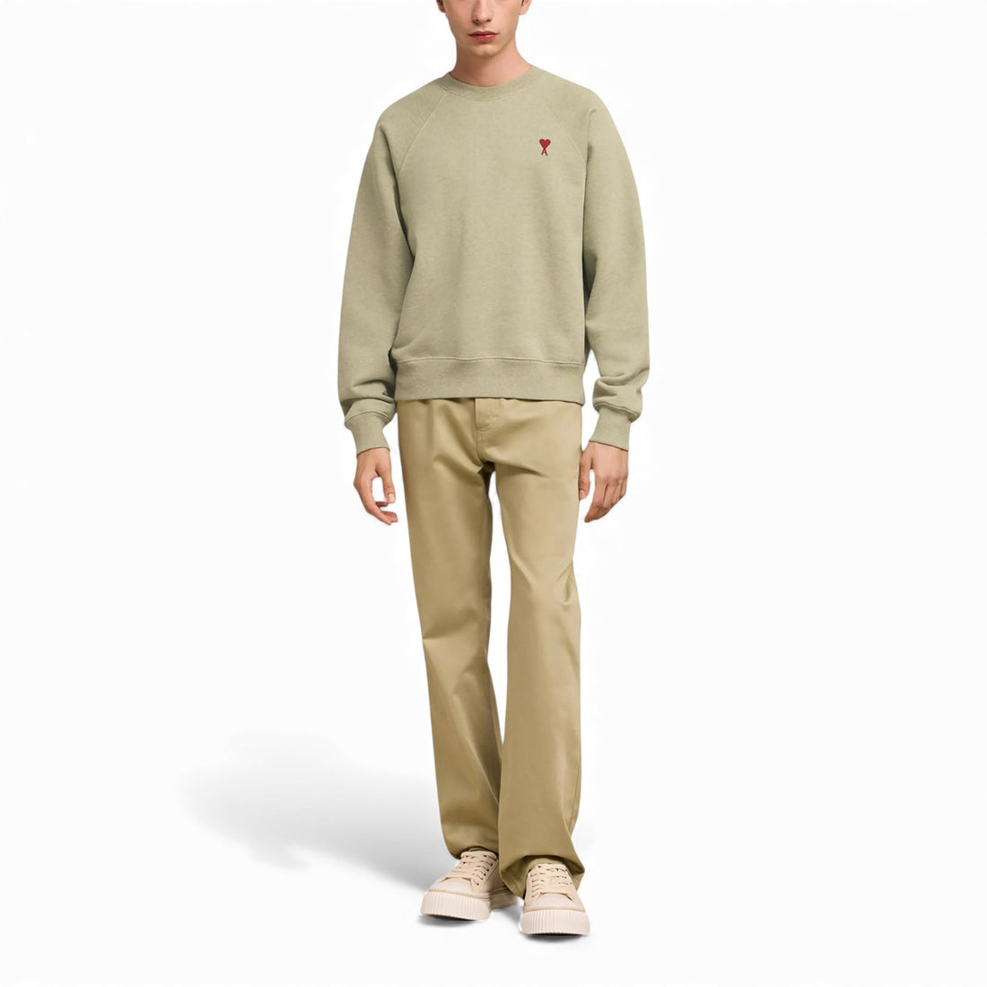 AMI Paris Ami de Coeur Embroidered Sweatshirt -Olive Green