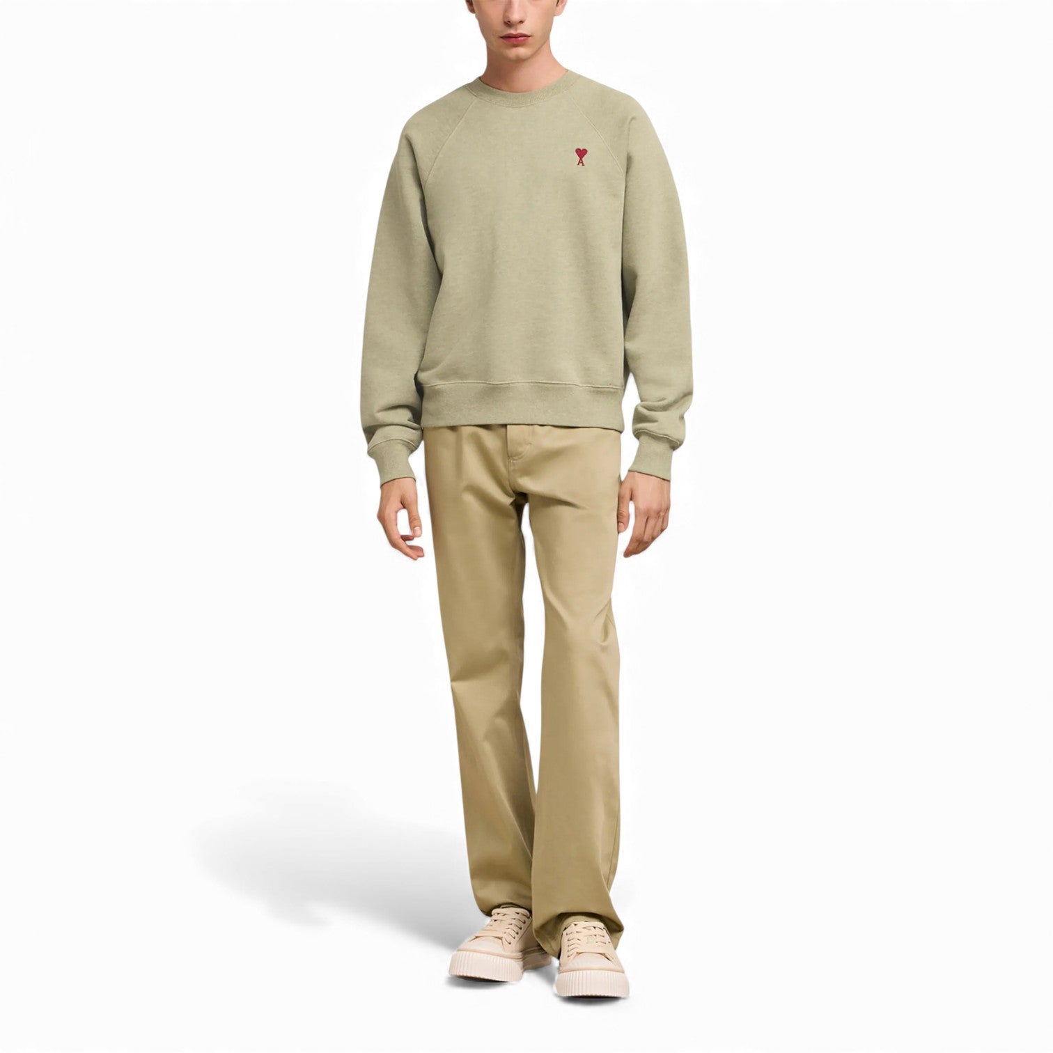 AMI Paris Ami de Coeur Embroidered Sweatshirt -Olive Green