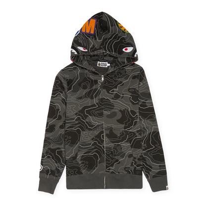 Bape Layered Line Camo Shark Full Zip Hoodie