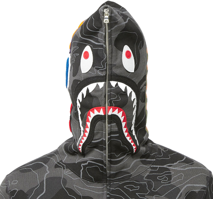 Bape Layered Line Camo Shark Full Zip Hoodie