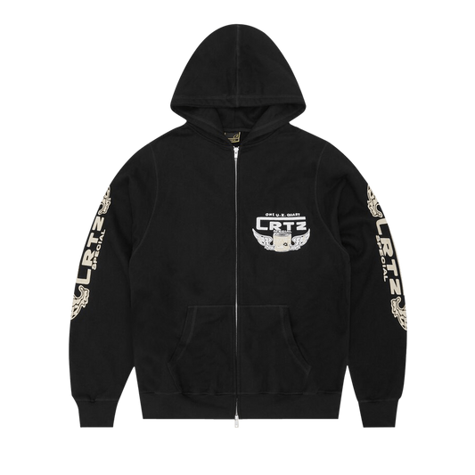 Corteiz Gasolina Double Zip Hoodie Black