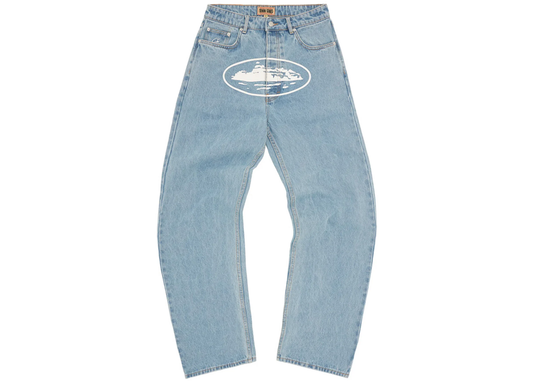 Corteiz Alcatraz Baggy Jeans Washed Blue