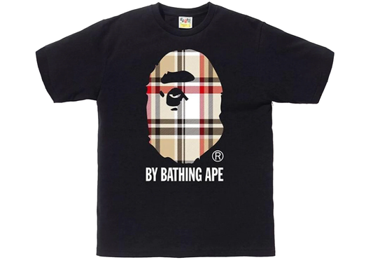 BAPE A Bathing Ape Check by Bathing Tee Black/Beige