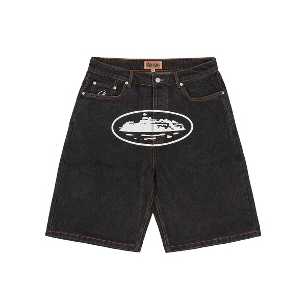 Corteiz Alcatraz Denim Shorts Washed Black