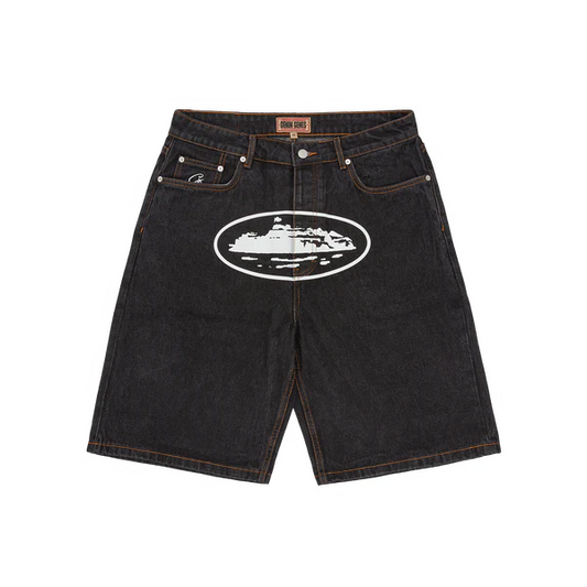 Corteiz Alcatraz Denim Shorts Washed Black