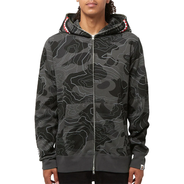 Bape Layered Line Camo Shark Full Zip Hoodie