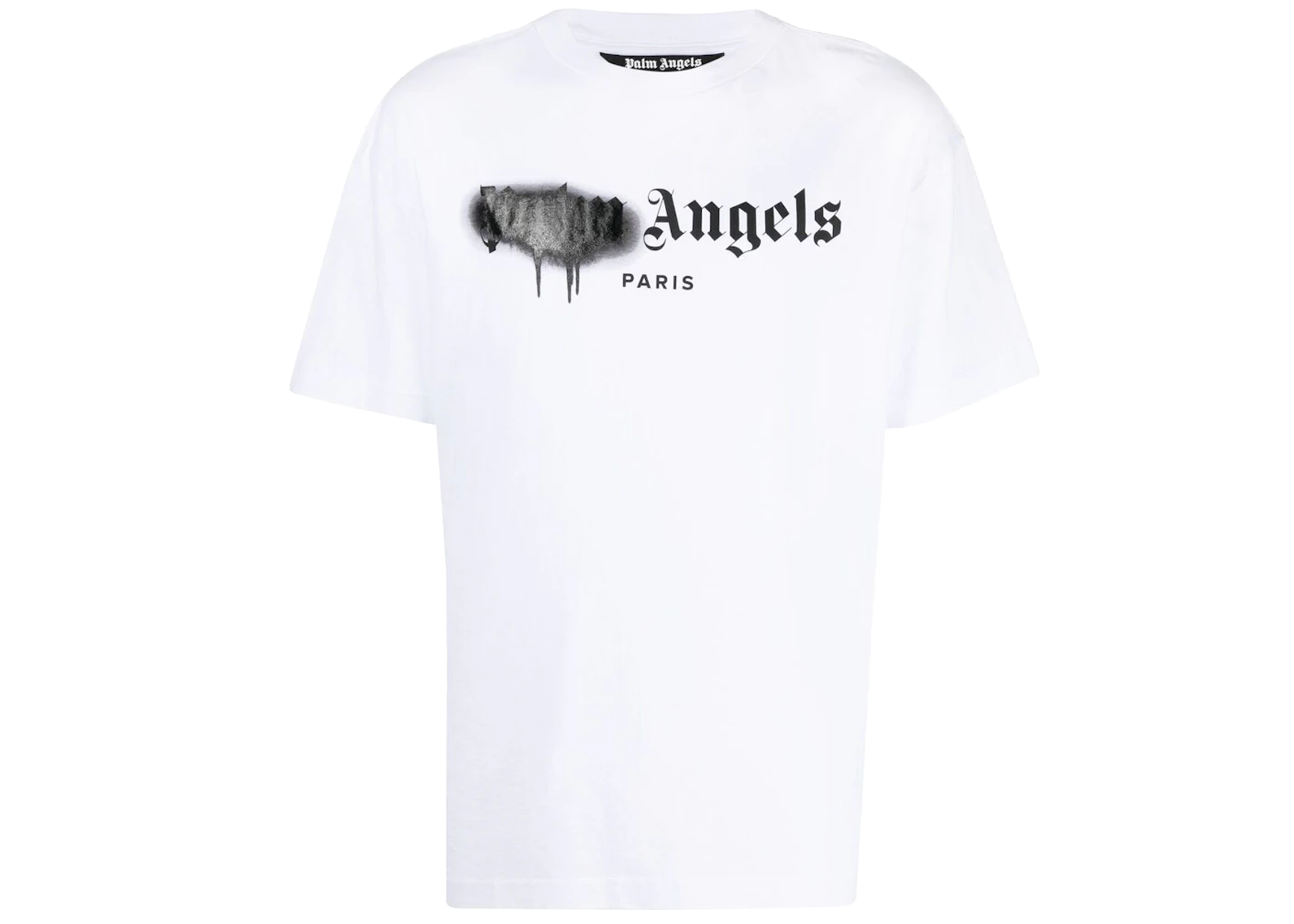Palm Angels Paris sprayed-logo Black T-shirt White