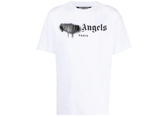 Palm Angels Paris sprayed-logo Black T-shirt White