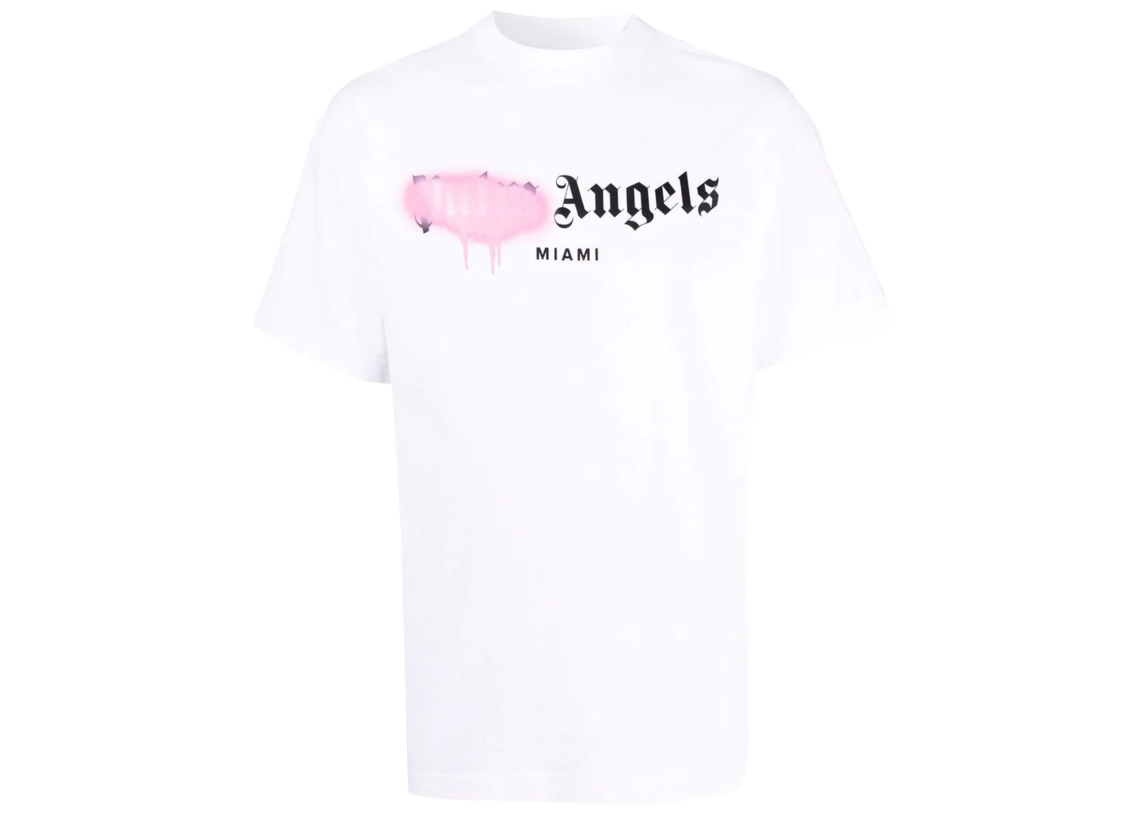 Palm Angels Miami sprayed-logo Pink T-shirt White