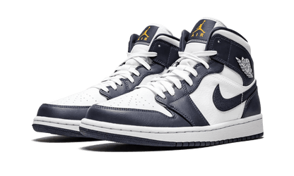 Air Jordan 1 Mid White Metallic Gold Obsidian