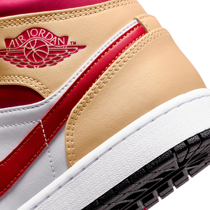 Jordan 1 Mid Light Curry Cardinal