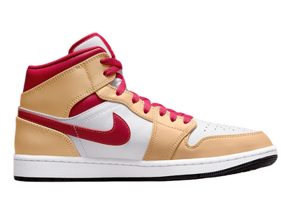 Jordan 1 Mid Light Curry Cardinal